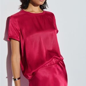 Nation LTD Marie Boxy Satin Top | Raspberry Jam | XS